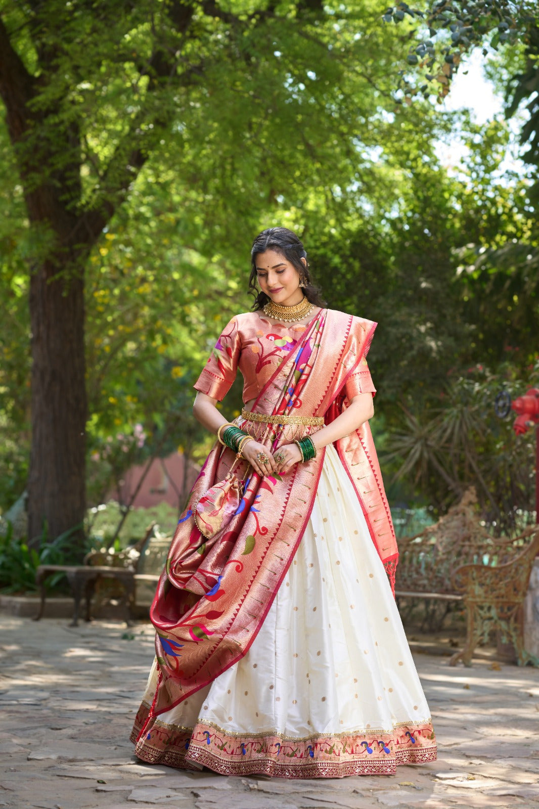 Regal Paithani Silk Lehenga Choli with 4-Meter Royal Flair & Zari Weave
