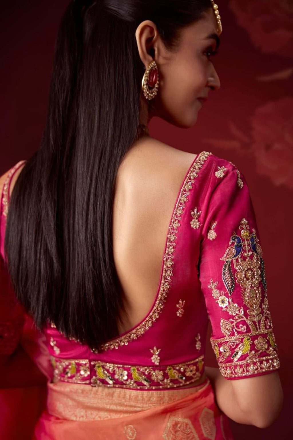 Ombré Dola Crape Silk Saree with Handcrafted Kundan Blouse