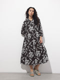 Black Shirt Coller Mulmul Lining Cotton Dress