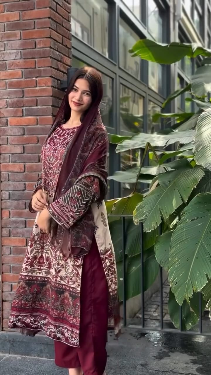 Printed Heavy Cotton Kurti Set with Sequin Embroidery | Ready to Wear
