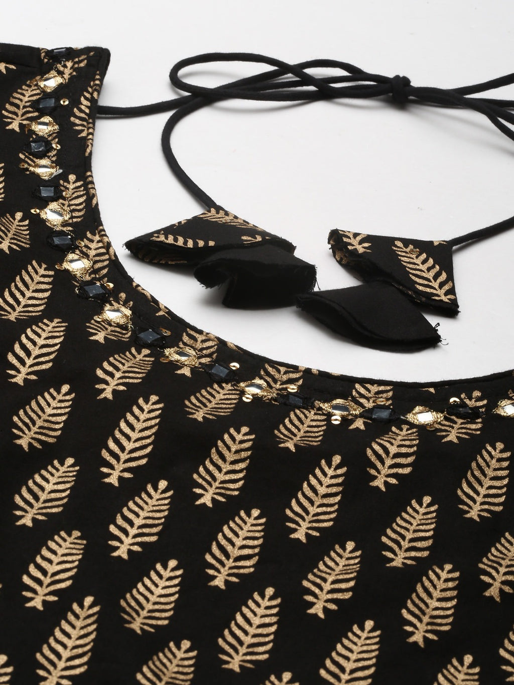 Glam Up Your Festive Look: Gotta Patti Black & Gold Kurta Sharara Set