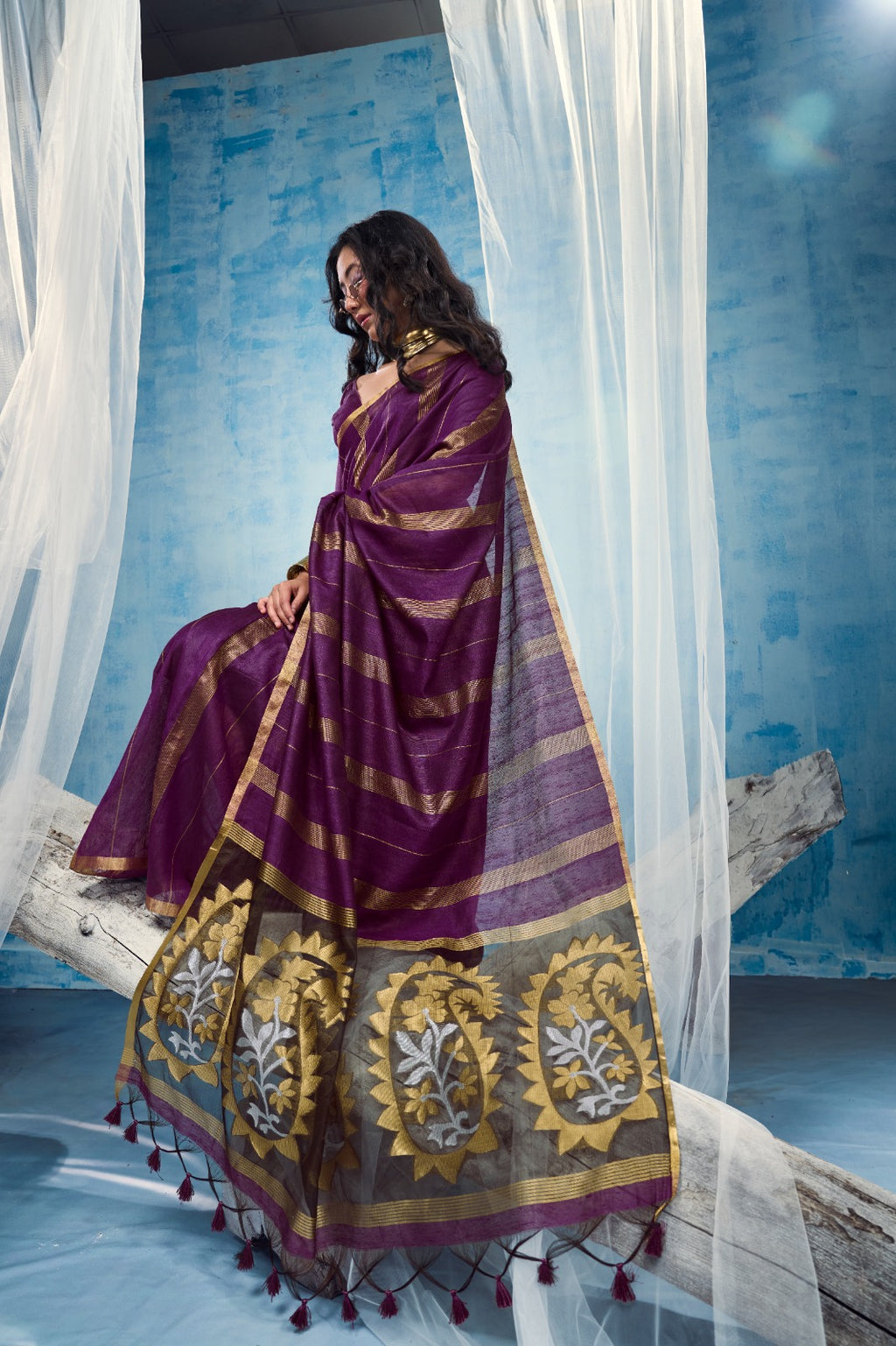 Premium Munga Cotton Handloom Saree with Matching Blouse