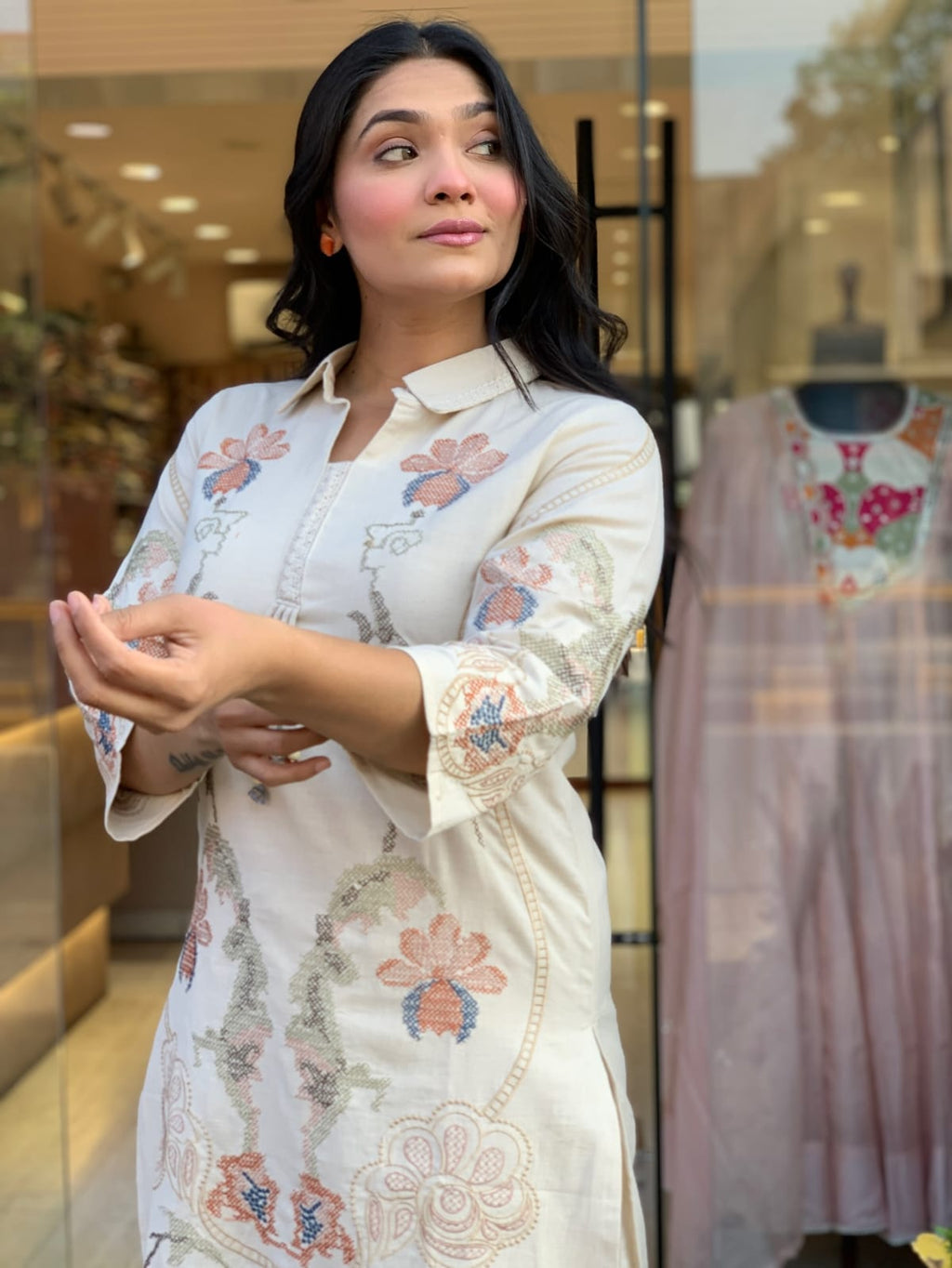 Premium Cotton Flex Embroidered Kurti Set – Elegant Summer Grace