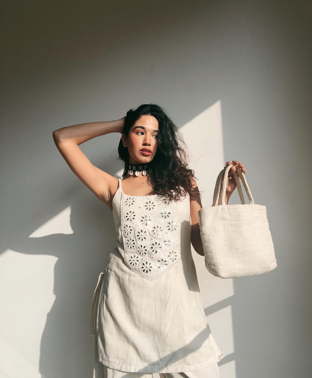 Shine in the Sun: Heavy Mirror-Work Cotton Flex Co-Ord Set