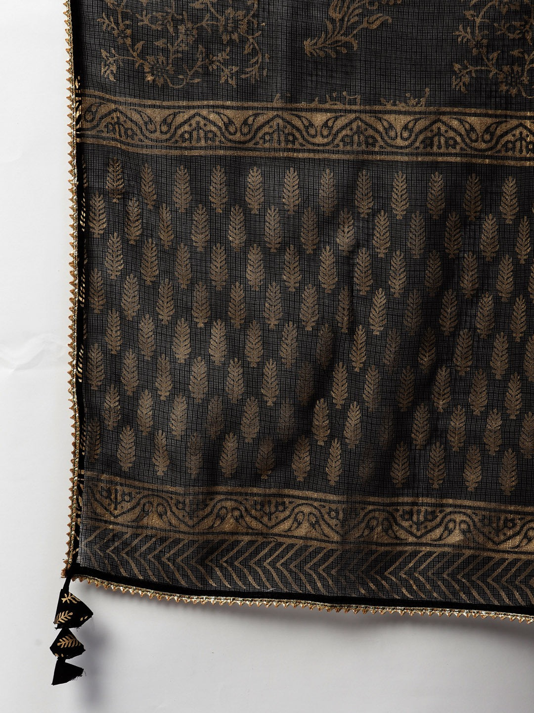 Glam Up Your Festive Look: Gotta Patti Black & Gold Kurta Sharara Set