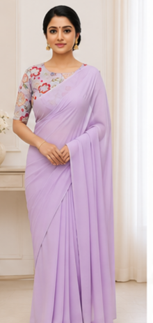 Elegant Daily Wear Saree – Soft Georgette Silk with Designer Floral Work Blouse