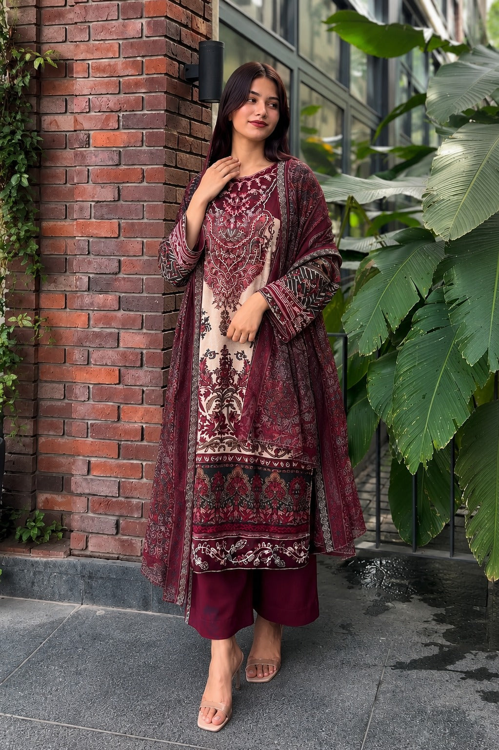 Printed Heavy Cotton Kurti Set with Sequin Embroidery | Ready to Wear