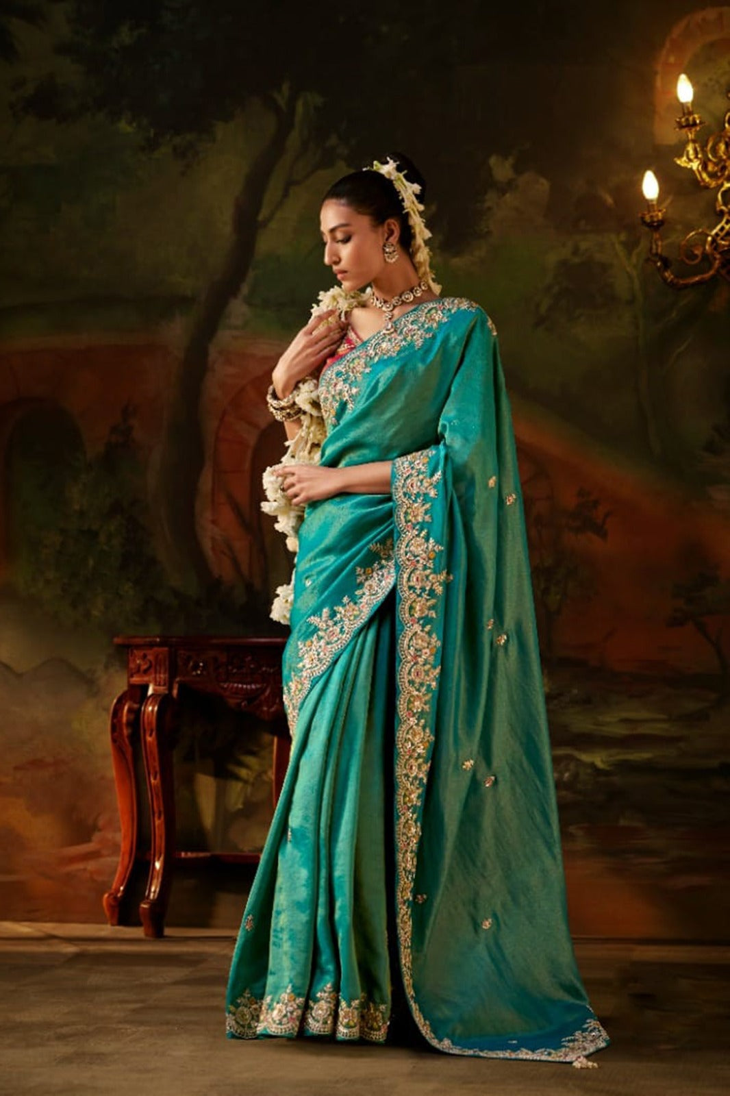 Exquisite Premium Viscose Zari Tissue Saree with Heavy Sequins & Embroidery