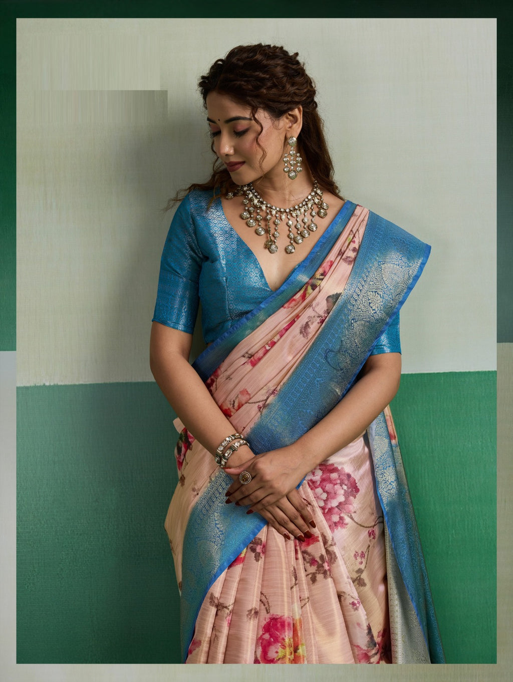Pure Kanjivaram Tissue Silk Saree with 3D Floral Digital Print