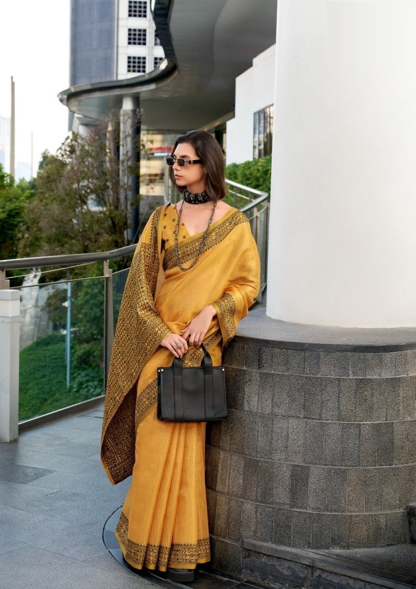 Premium Linen Tissue Silk Saree with Matching Blouse Piece