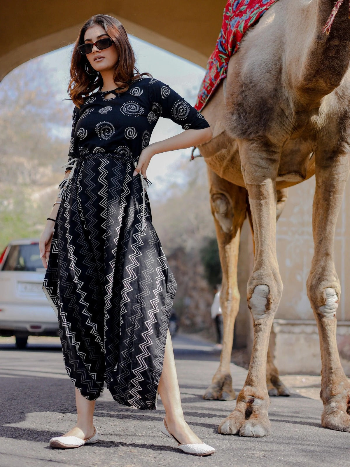 Black Dhoti Style Jumpsuit