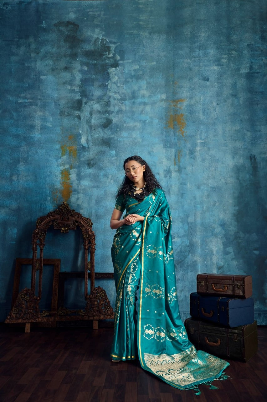 Pure Satin Handloom Weaving Silk Saree