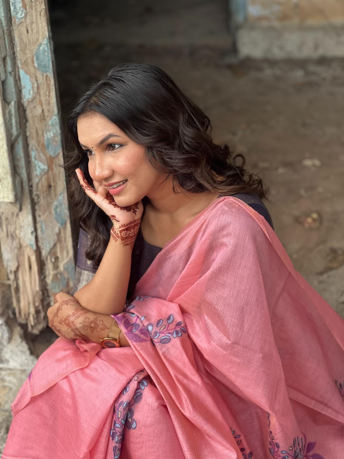 Premium Soft Muga Silk Saree with All-Over Floral Weaving & Contrast Blouse