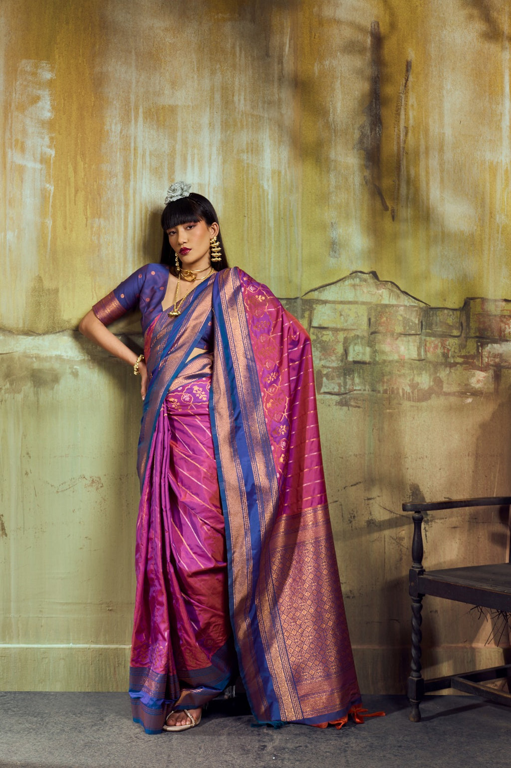 Premium Handloom Silk Saree with Pochampally Weave & Intricate Zari Pallu