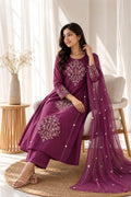 Handcrafted Pure Cotton Anarkali Suit Set with Embroidered Mulmul Dupatta