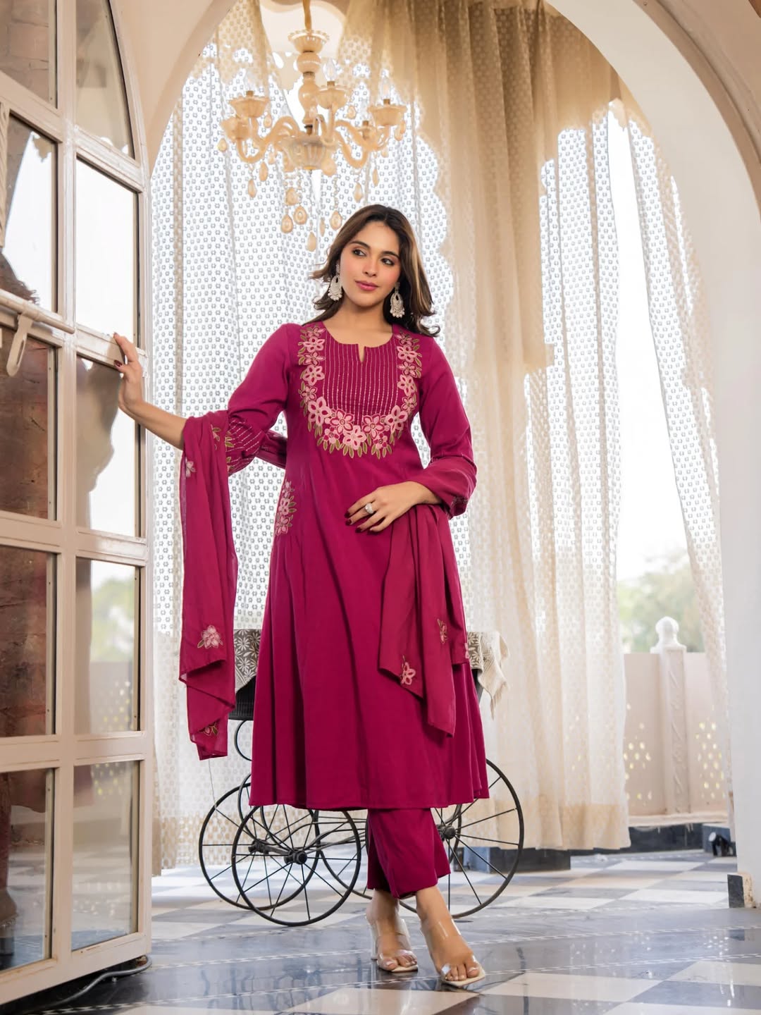 Elevate Your Style: Premium A-Line Kurta Set with Heavy Malmal Dupatta