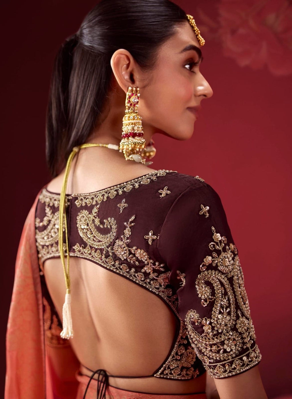 Ombré Dola Crape Silk Saree with Handcrafted Kundan Blouse