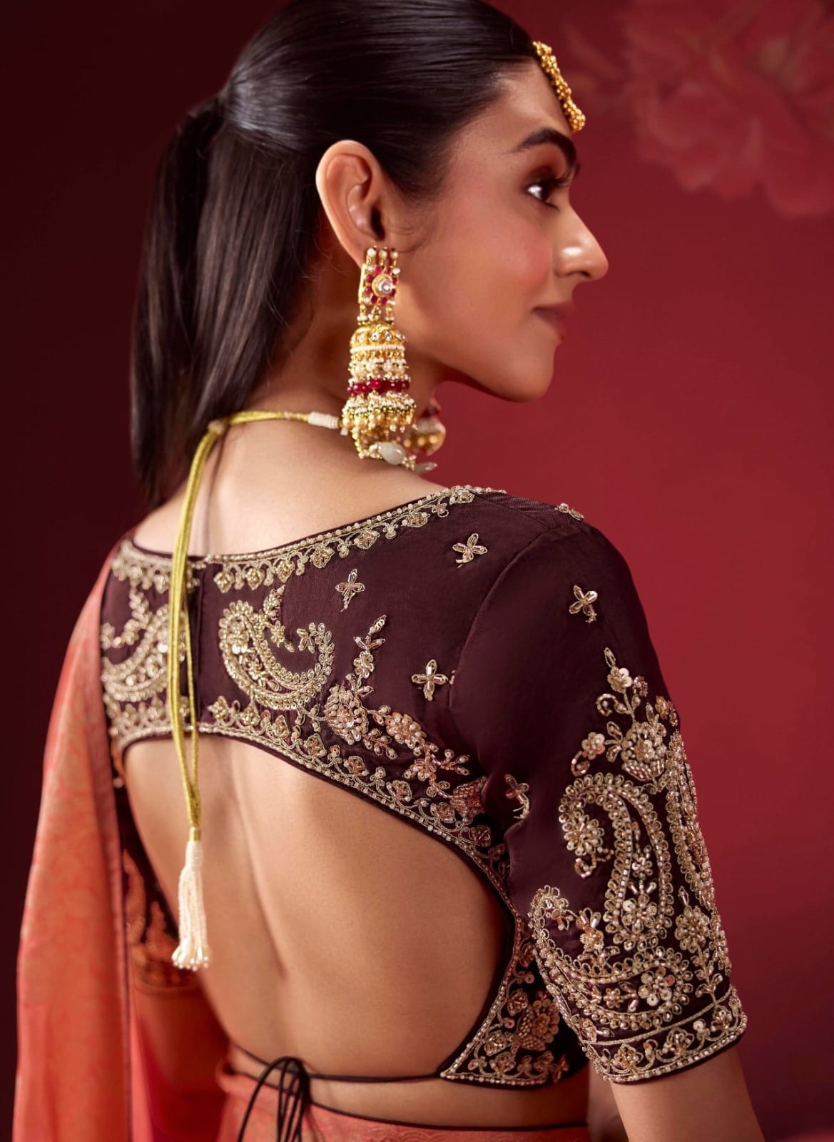 Ombré Dola Crape Silk Saree with Handcrafted Kundan Blouse
