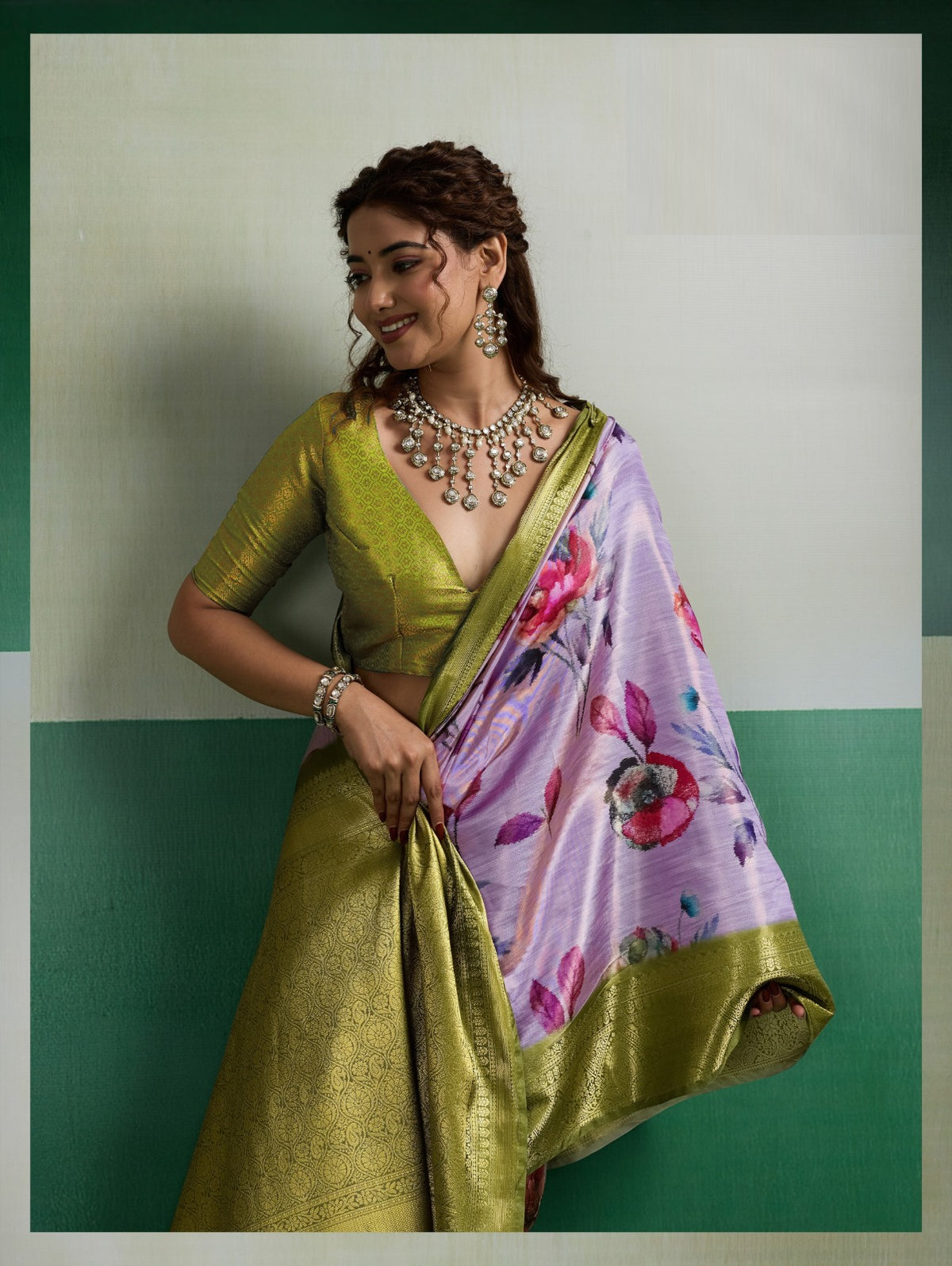 Pure Kanjivaram Tissue Silk Saree with 3D Floral Digital Print