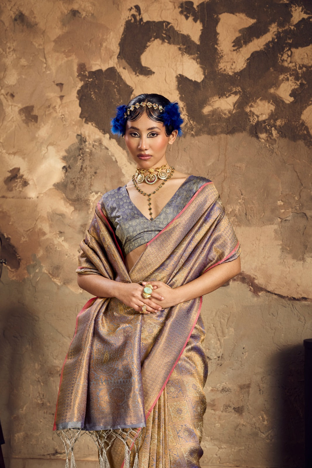Ethereal Handloom Silk Saree with Intricate Weaving & Unstitched Blouse Piece