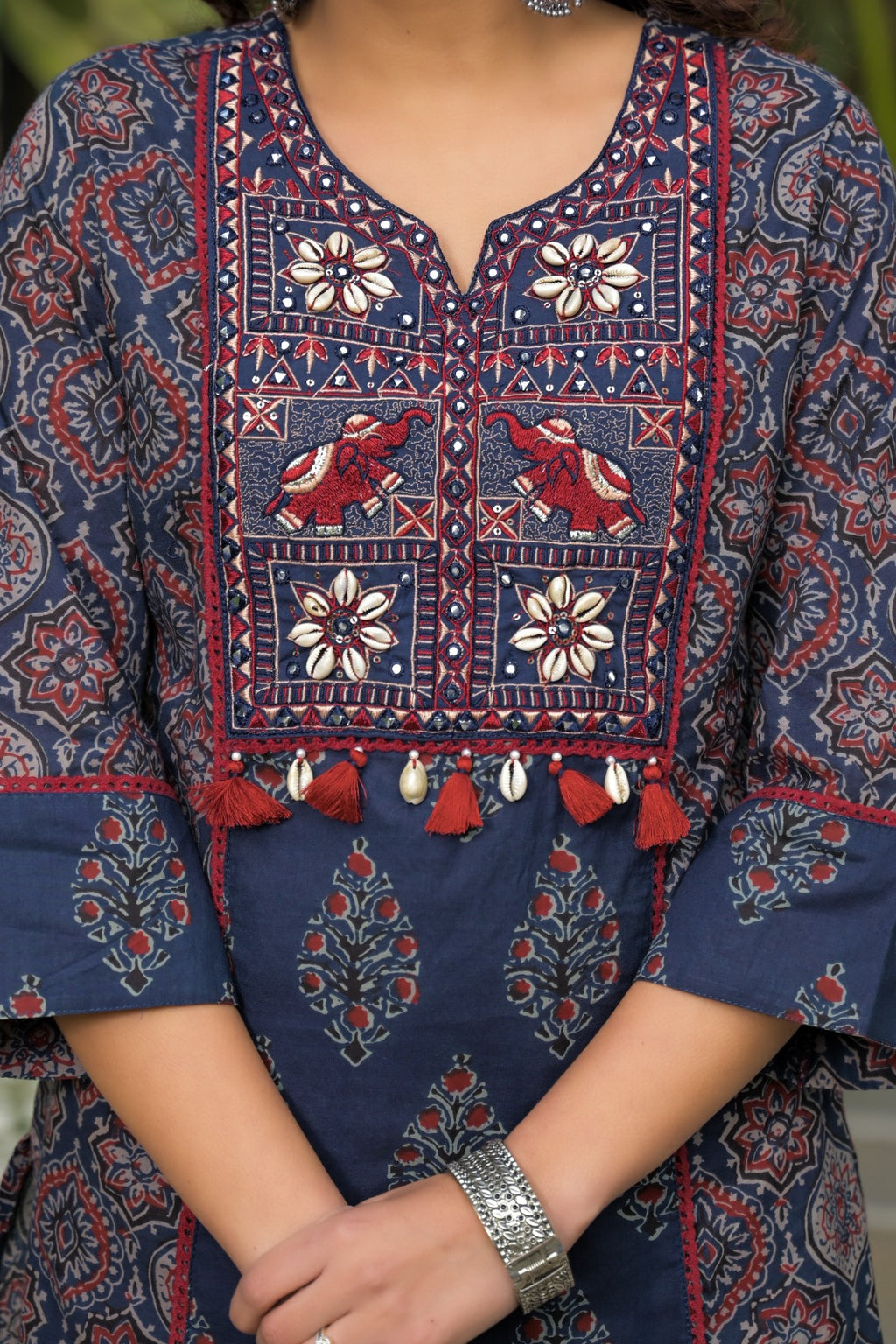 Premium Hand-Embroidered Cotton 3-Piece Suit Set with Mal Mal Dupatta