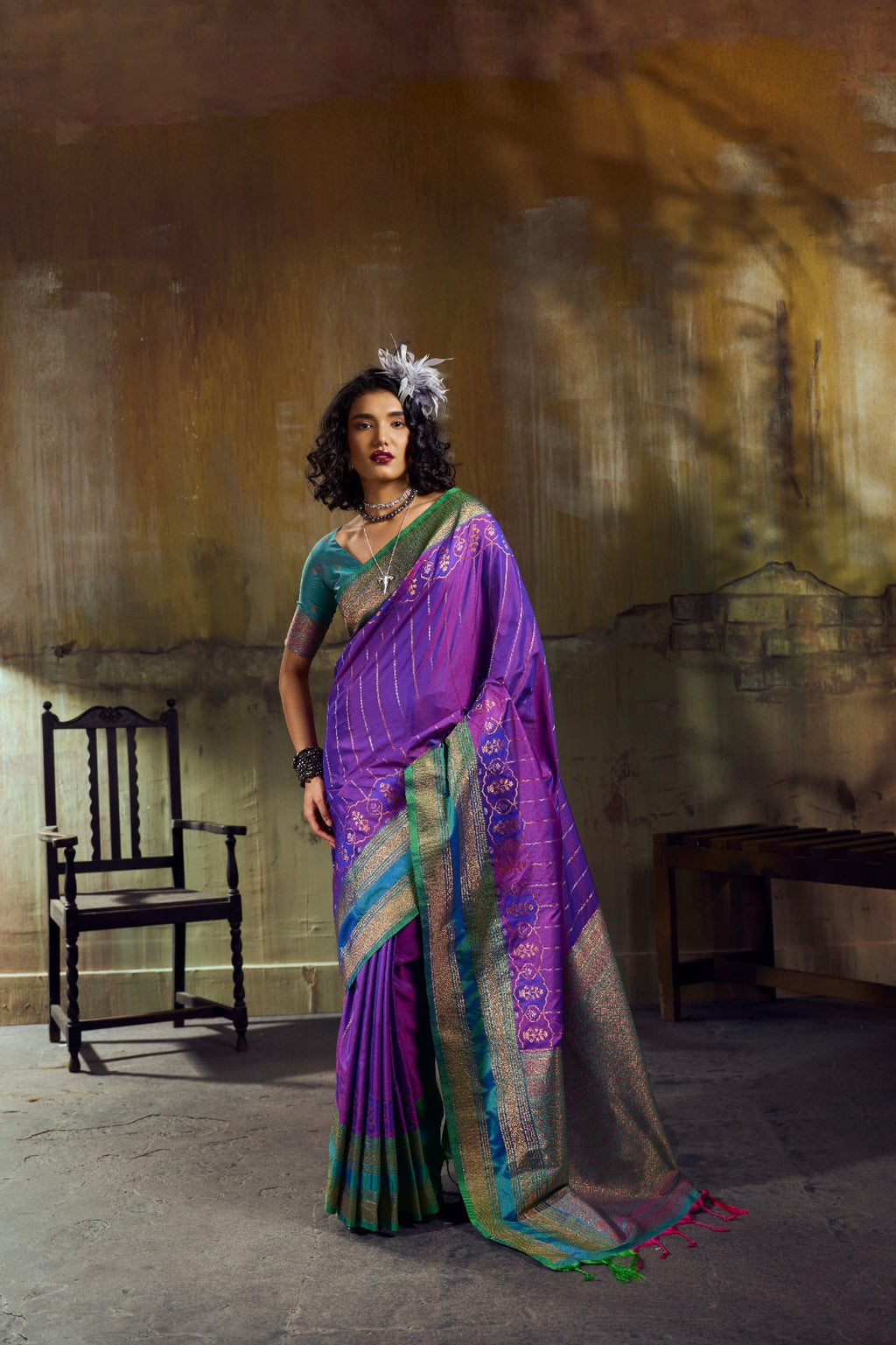 Premium Handloom Silk Saree with Pochampally Weave & Intricate Zari Pallu