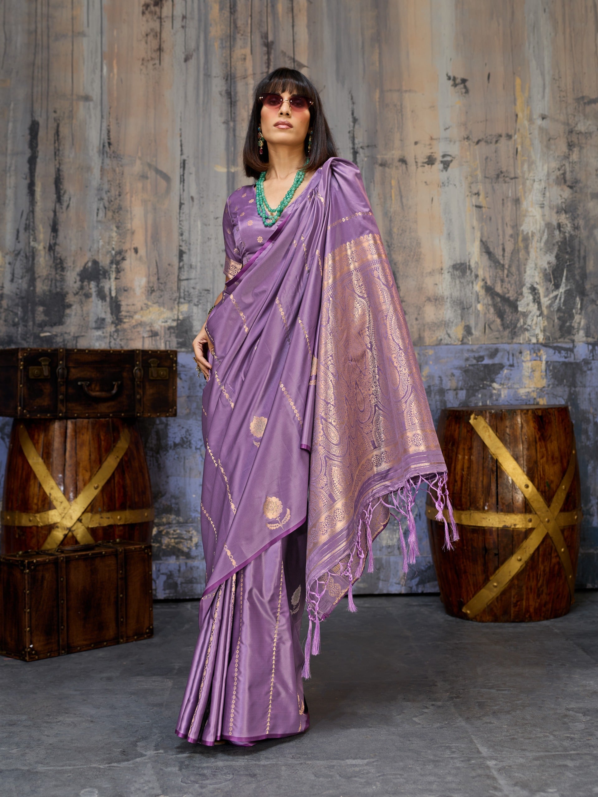 Premium Satin Handloom Weaving Saree – Elegant Festive Collection