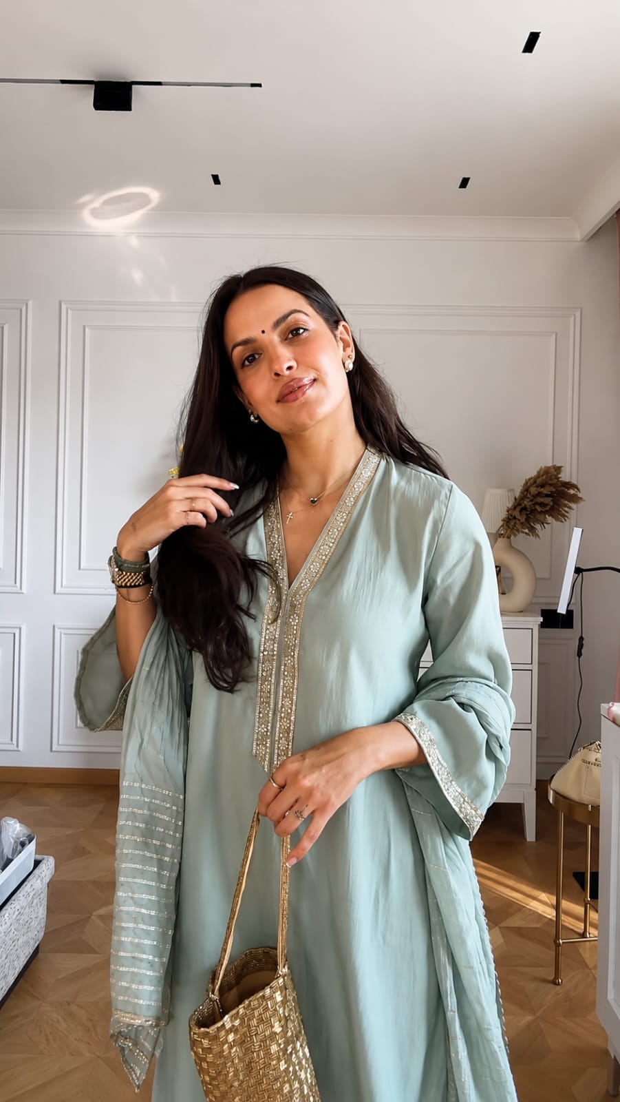 Pure Banana Silk 3-Piece Plazo Set
