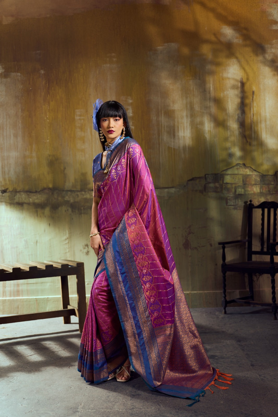 Premium Handloom Silk Saree with Pochampally Weave & Intricate Zari Pallu