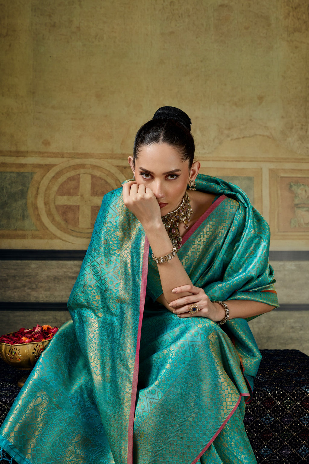 Handloom Silk Saree with Matching Silk Blouse | Festive & Partywear