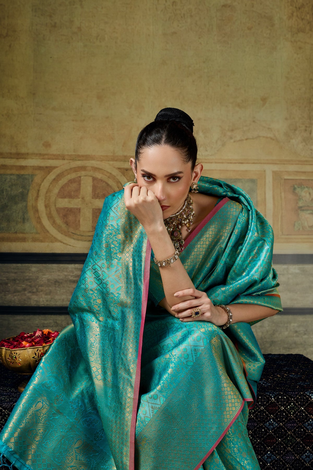 Handloom Silk Saree with Matching Silk Blouse | Festive & Partywear