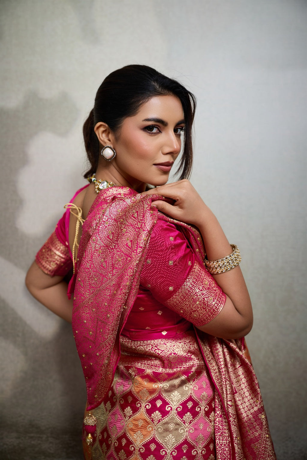Draped in Opulence: Handcrafted Satin Masterpieces with Intricate Mosaic Weaves