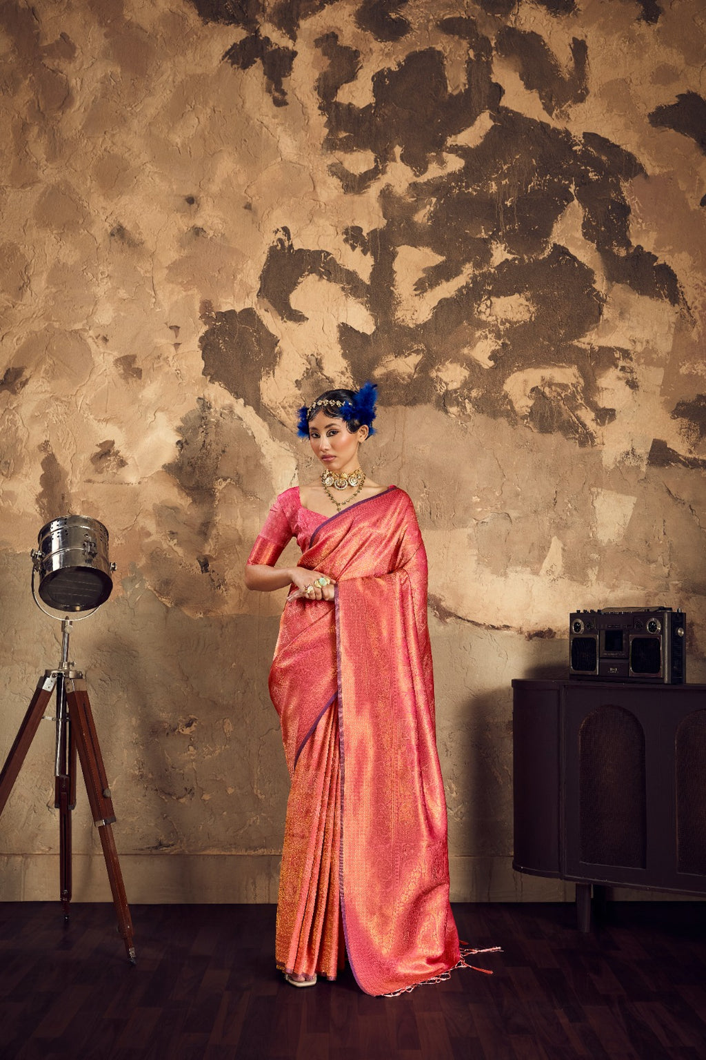 Ethereal Handloom Silk Saree with Intricate Weaving & Unstitched Blouse Piece