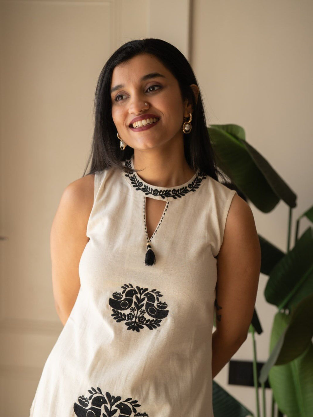 Fine Cotton Flex Embroidered Kurti Set with Dupatta