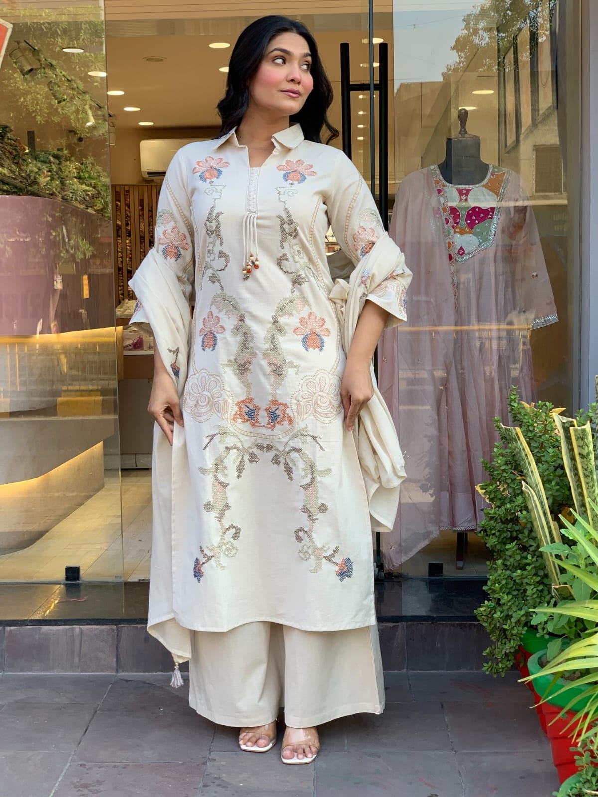 Premium Cotton Flex Embroidered Kurti Set – Elegant Summer Grace