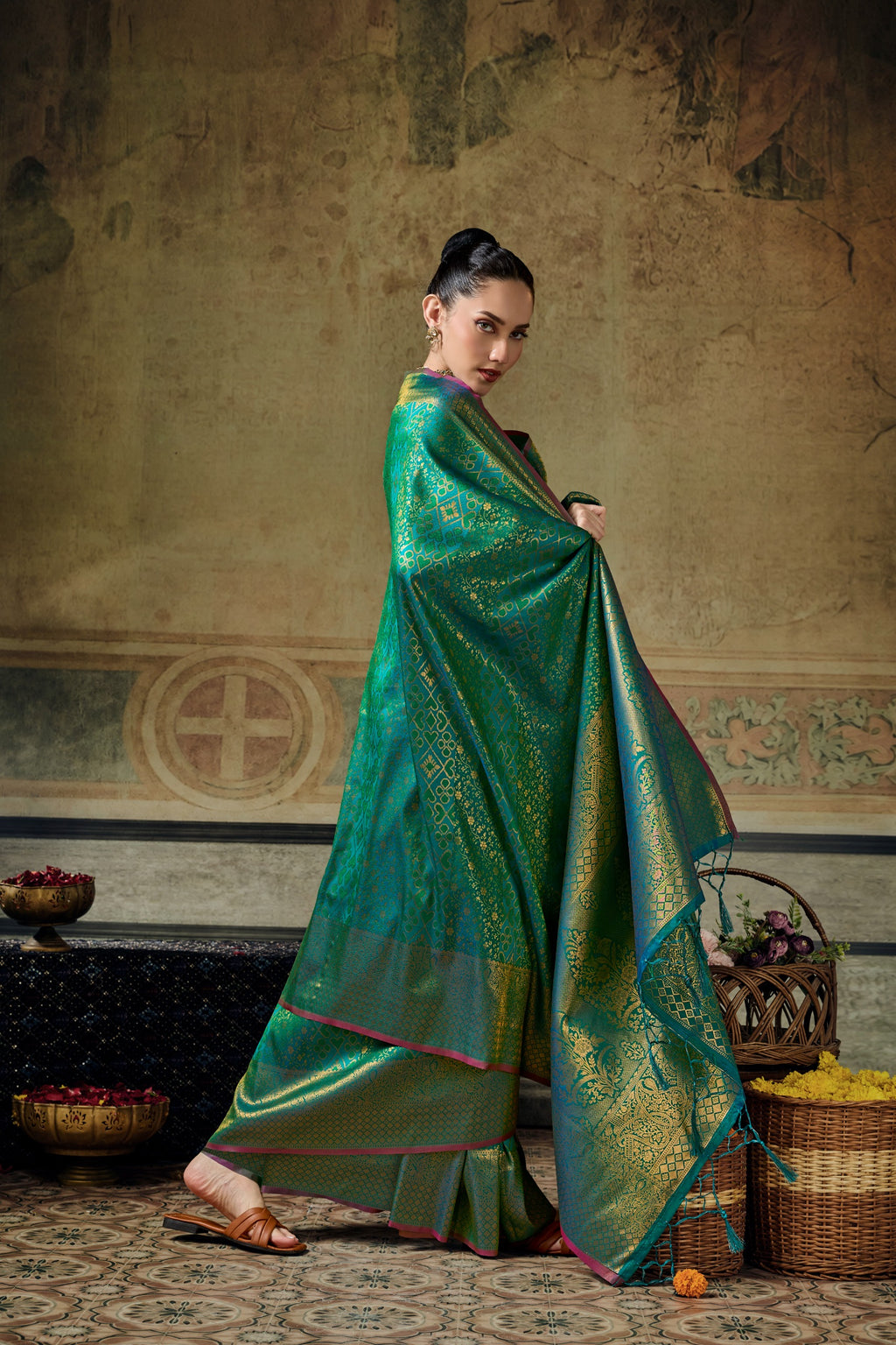 Handloom Silk Saree with Matching Silk Blouse | Festive & Partywear