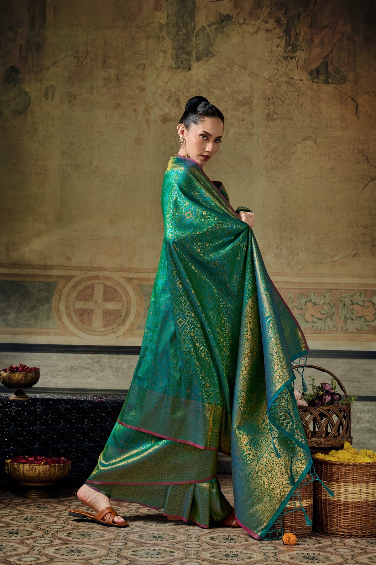 Handloom Silk Saree with Matching Silk Blouse | Festive & Partywear