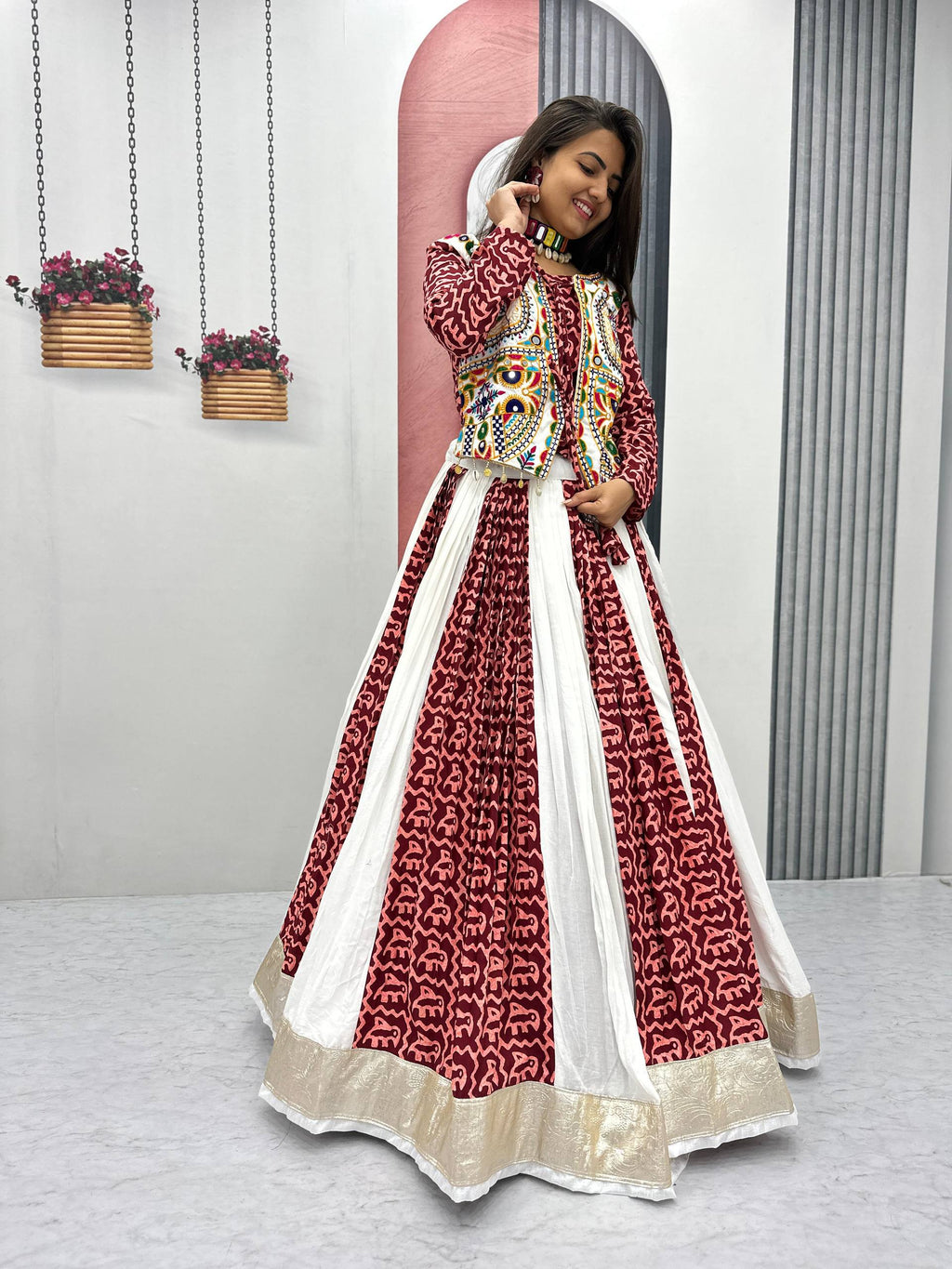 Navratri Special Pure Cotton Lehenga Choli – 6 Meter Big Flair with Traditional Gamathi Work