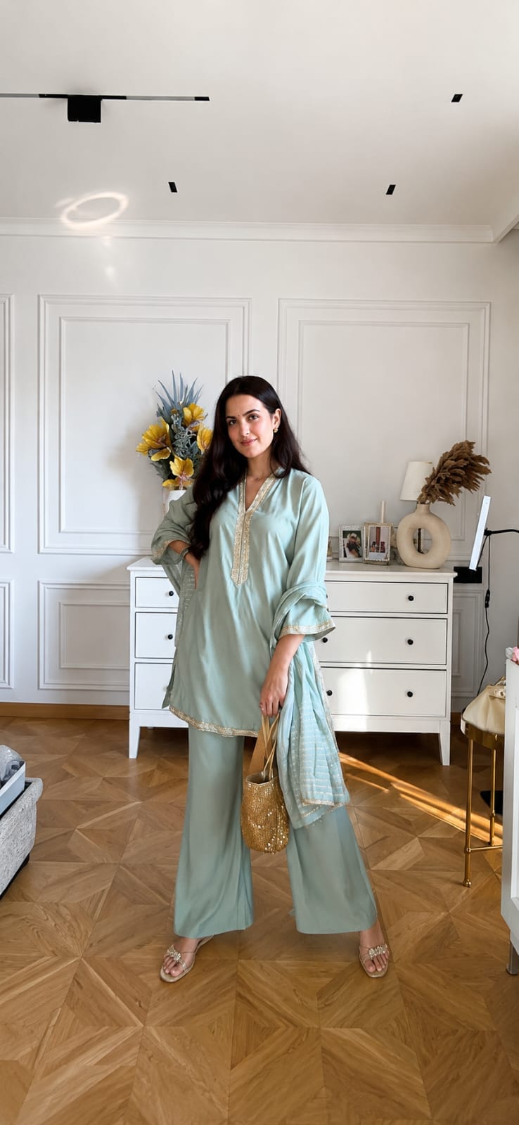 Pure Banana Silk 3-Piece Plazo Set