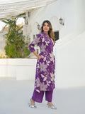Purple Printed Kurta with Plazzo
