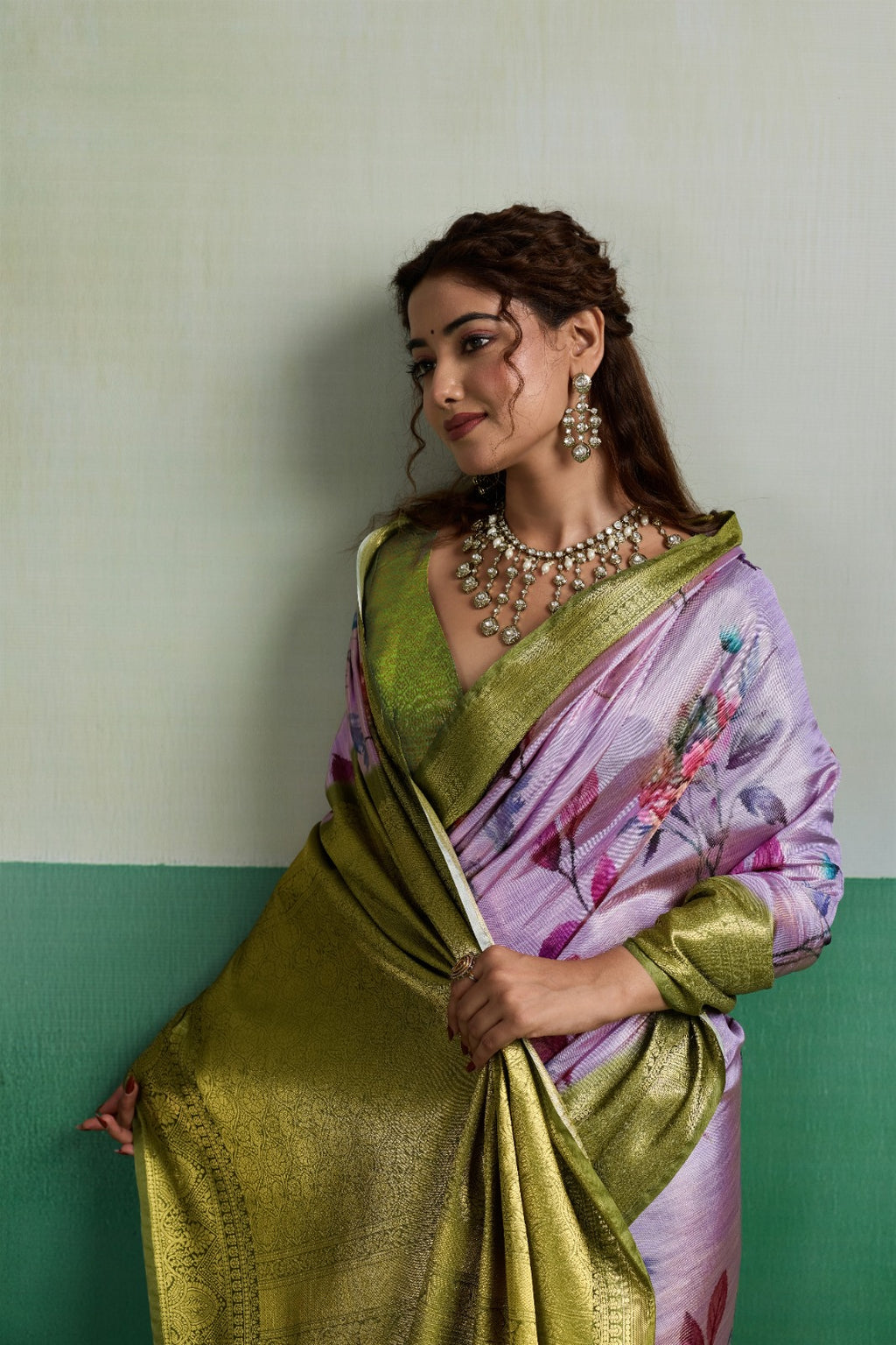 Pure Kanjivaram Tissue Silk Saree with 3D Floral Digital Print