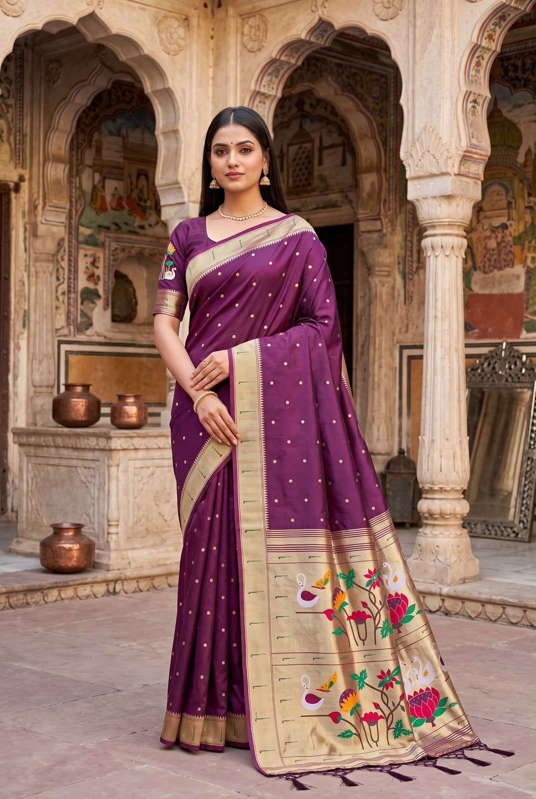 Timeless Royalty: The Muniya Paithani Soft Silk Saree
