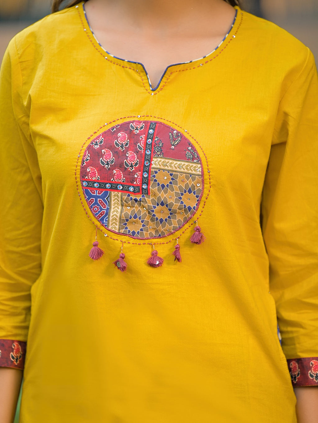 Mustard Cotton Kurta Sets With Dupatta