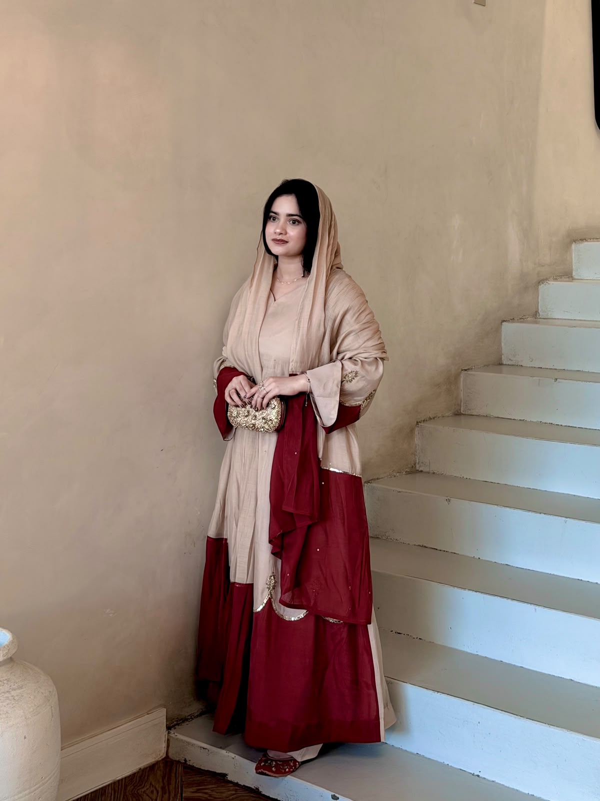 Pure Roman Silk Scalloped Kaftan & Palazzo Set