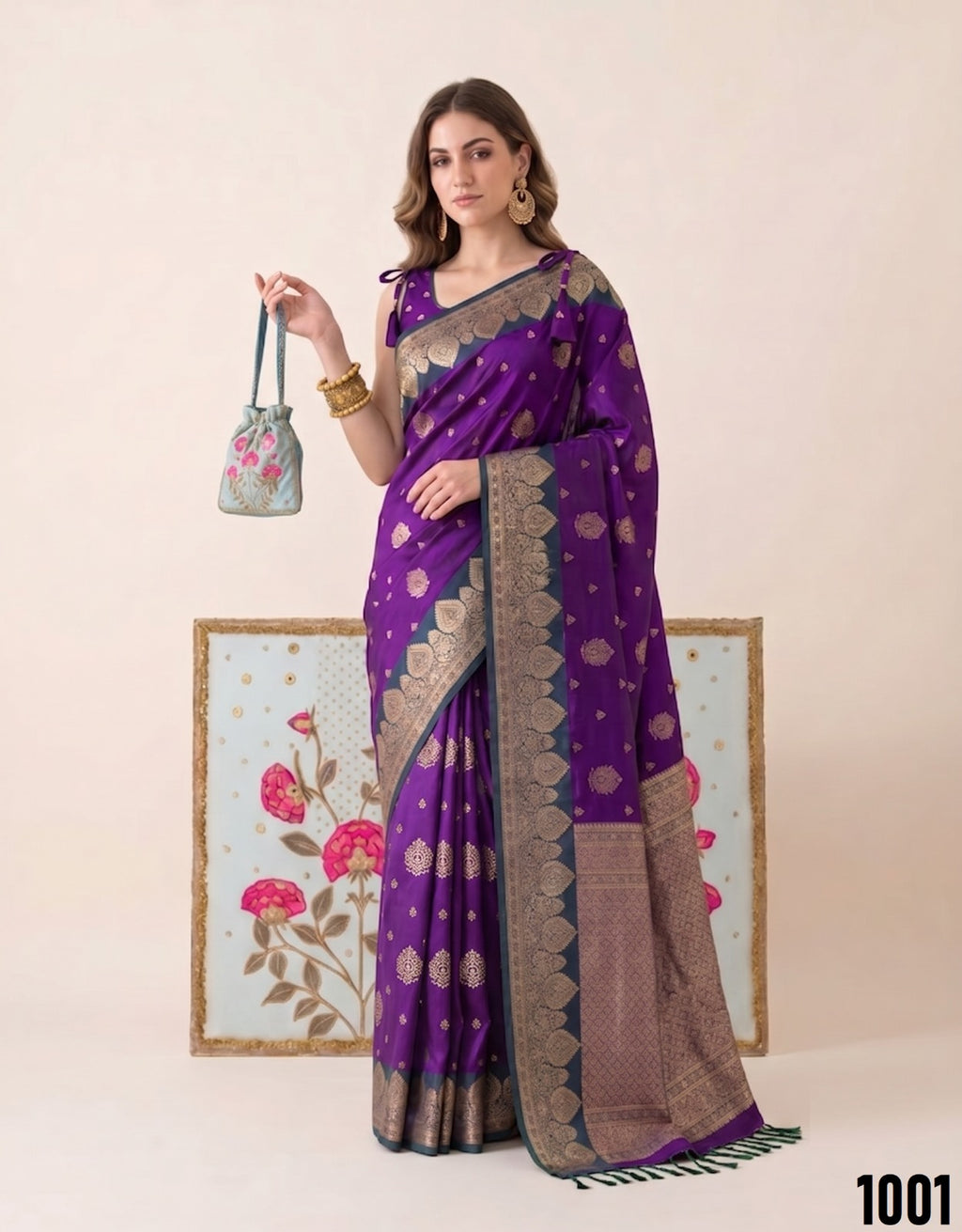 Royal Silk Saree with Traditional Woven Contrast Zari Border & Elegant Pallu
