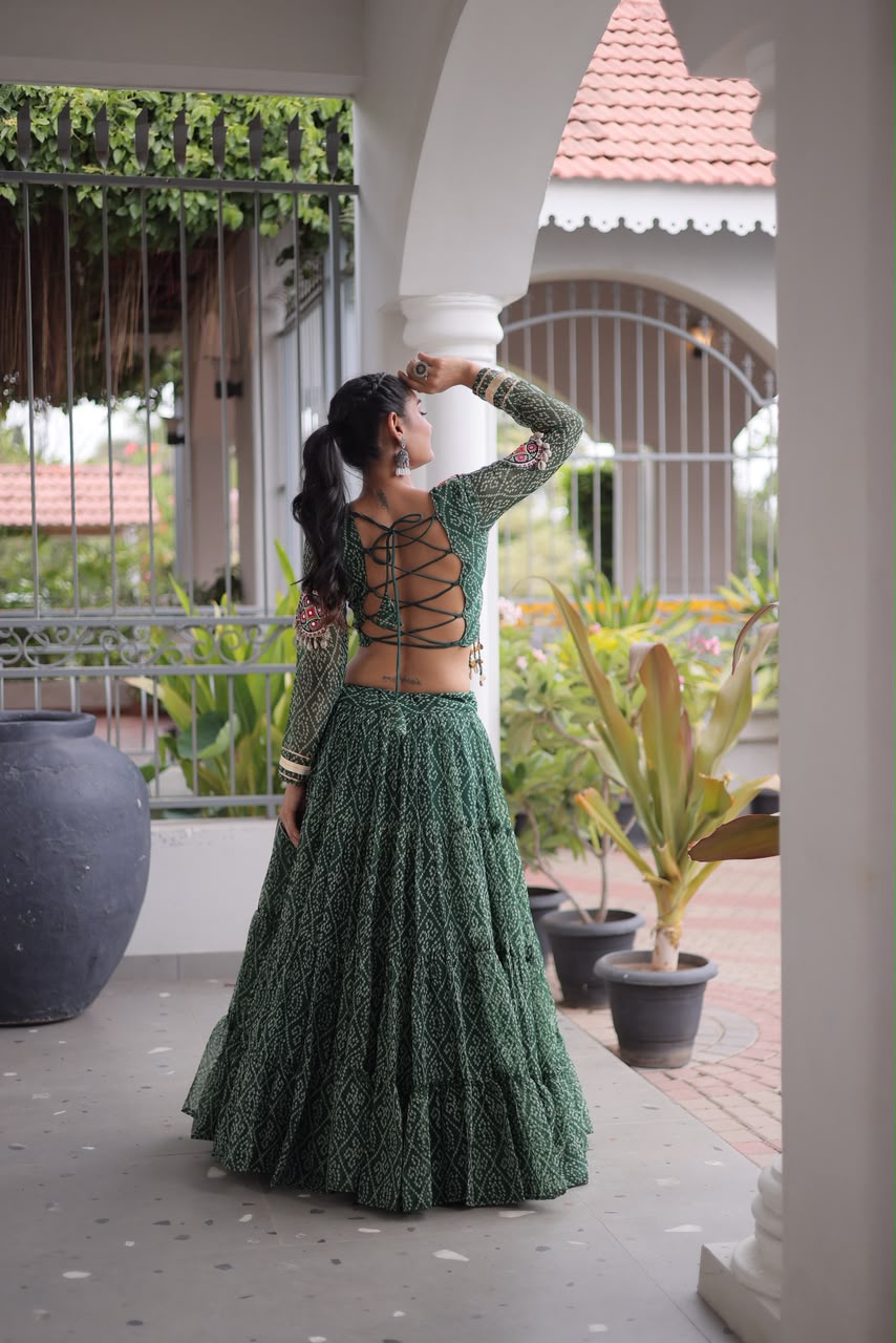 Full-Stitched Kutchi Patchwork Bandhani Lehenga Choli