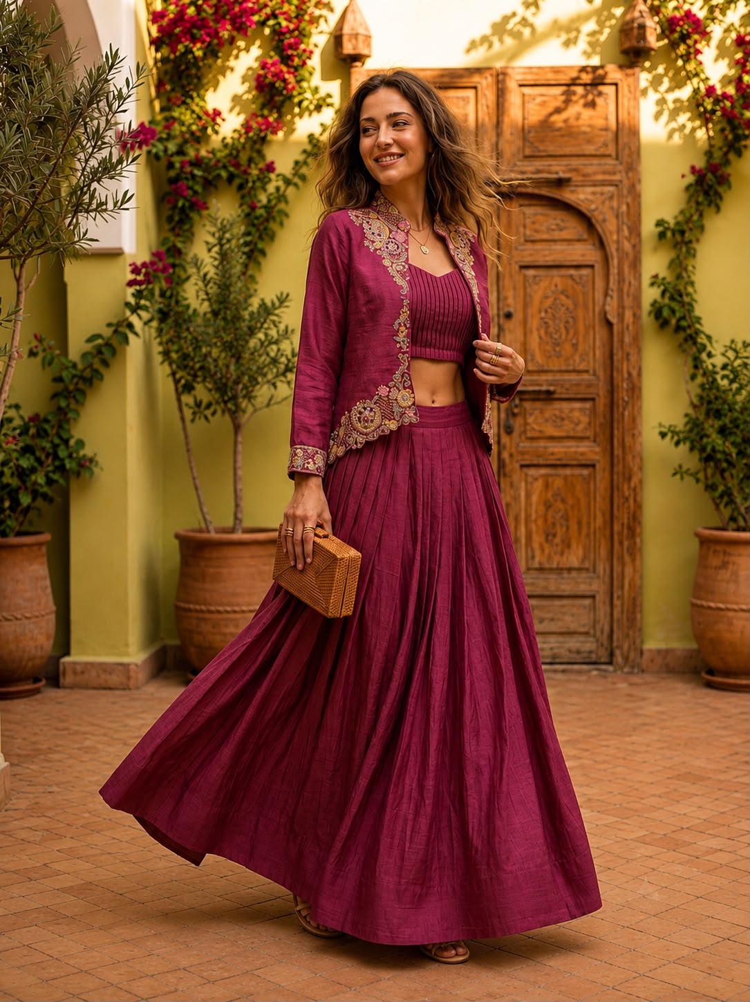 Festive Fusion Opulence: Premium Zazu Silk Embroidered Jacket Lehenga Set with 3-Meter Flair