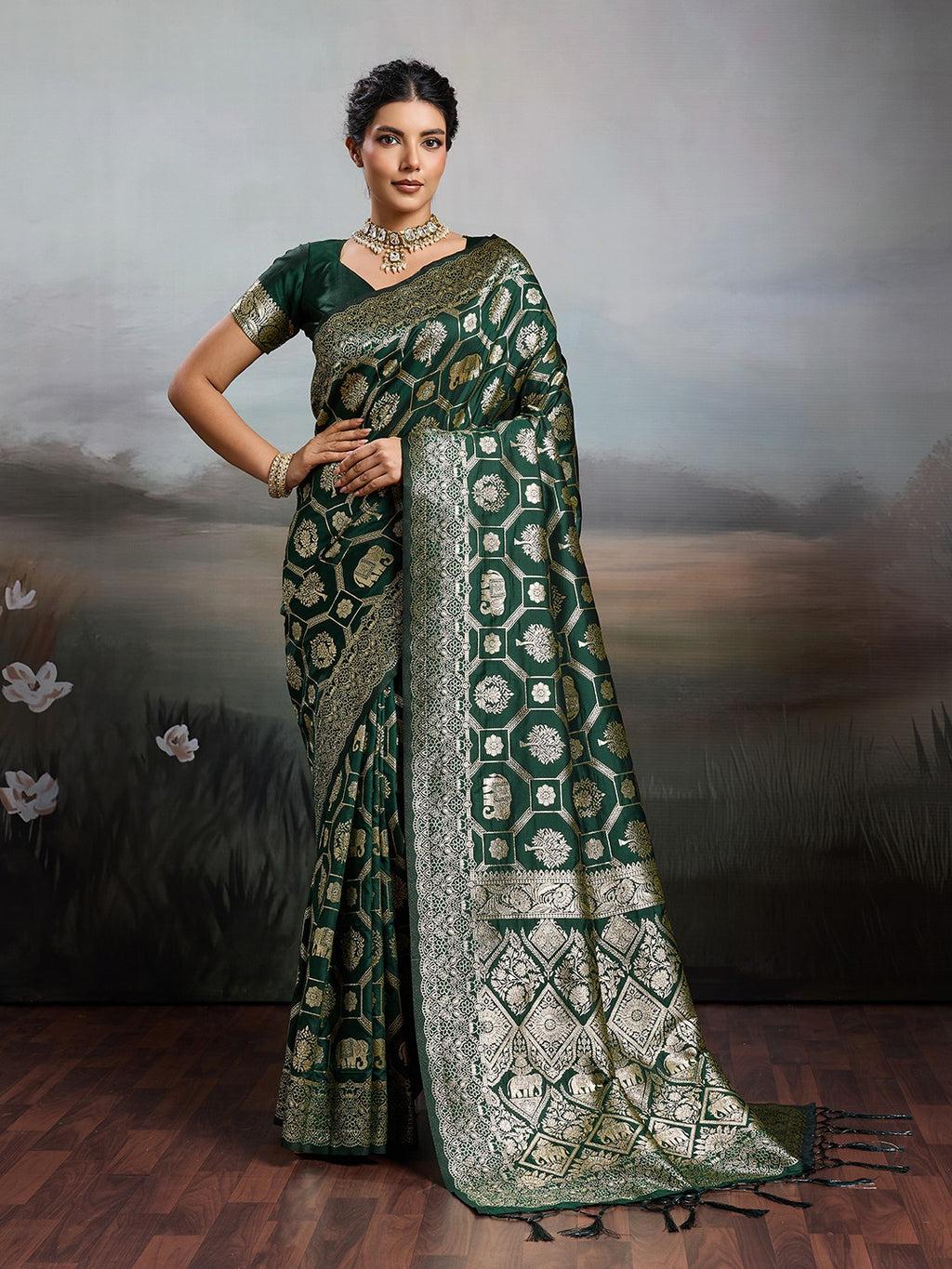 Shine in Pure Opulence: Elegant Silk Blend Sarees with Metallic Zari Weave
