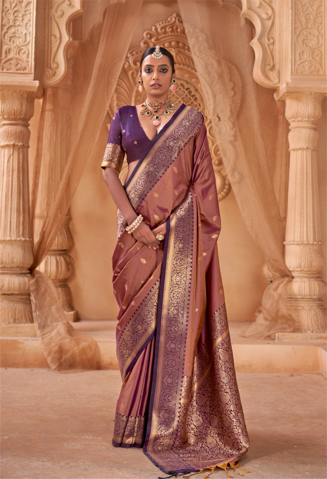 Opulent Festive Grace: Soft Silk Woven Banarasi Saree for Weddings