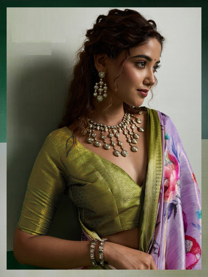 Pure Kanjivaram Tissue Silk Saree with 3D Floral Digital Print